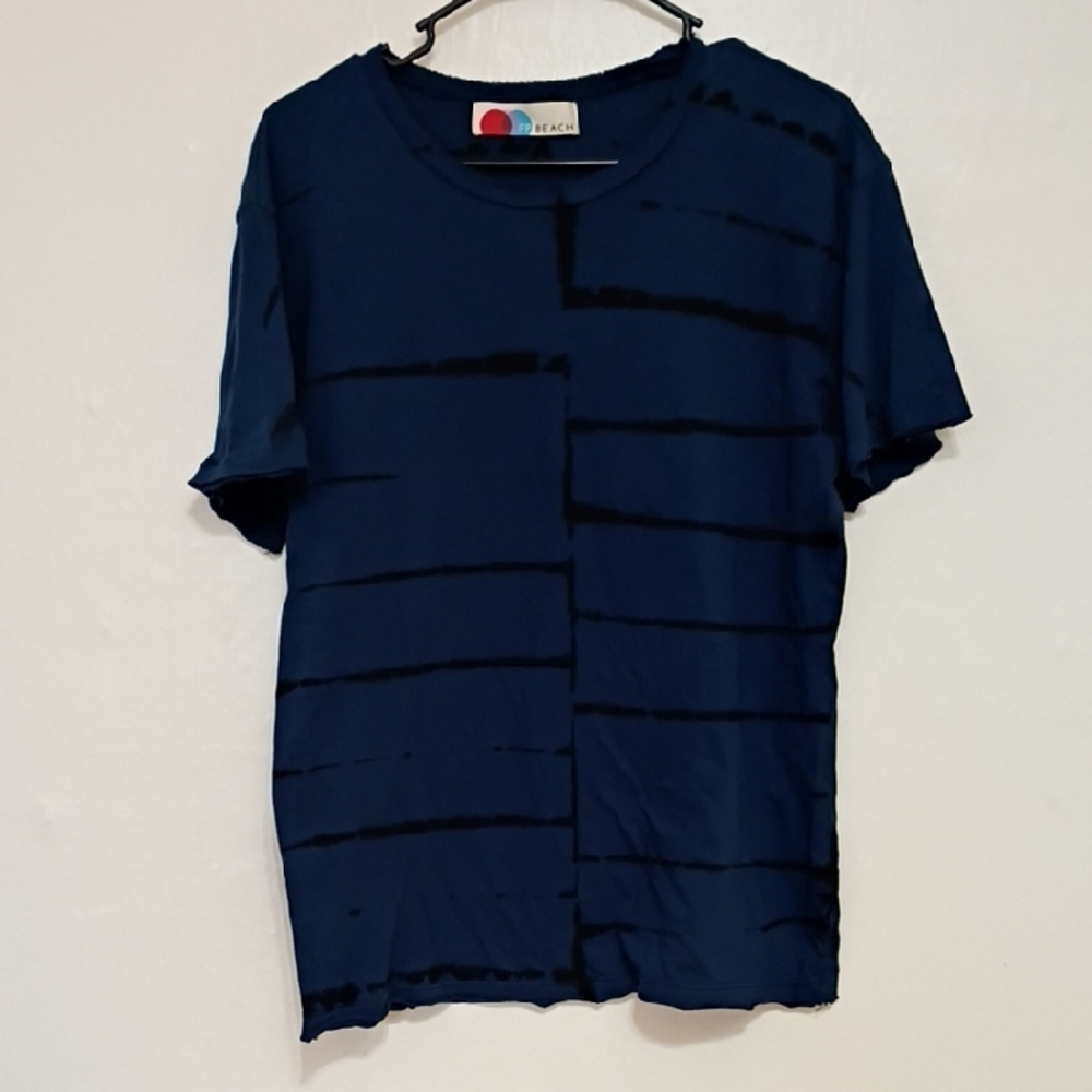 Free People FP Beach Blue & Black Short Sleeve Top Size S